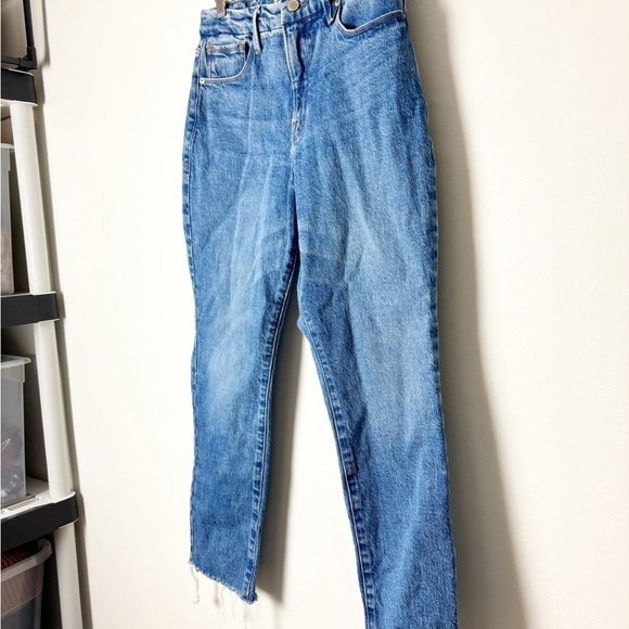 GOOD AMERICAN • Women’s Classic High Waist Raw Hem Jeans in Blue754 Size 6/28 - Picture 4 of 7